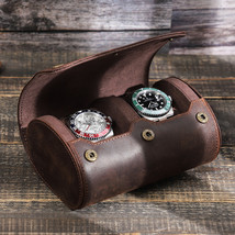 Retro Crazy Horse Leather Portable Outdoor Travel Couple Watch Storage Box - £39.12 GBP