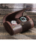 Retro Crazy Horse Leather Portable Outdoor Travel Couple Watch Storage Box - £38.91 GBP