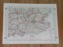 1921 Antique Map Of Southern England London Essex Kent Surrey Verso / Scotland - £15.29 GBP