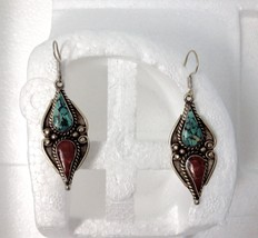 Handcrafted Turquoise Sterling Silver Earring Jordan,Bedouin,Middle East... - $118.80