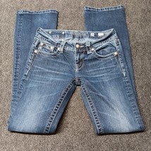 Miss Me Jeans Women 26 Blue Boot Fluer De Lis Rhinestone Pocket Stretch ... - $32.34
