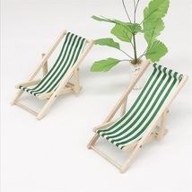 (Lot 2) 1:12 Scale Dollhouse Miniature Furniture Summer Green Chairs Folding Bea - £7.63 GBP