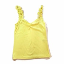 BP Finely Ribbed Yellow Fitted Tank Top Ruffle Straps Size XS Juniors New - £14.59 GBP