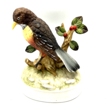 Gorham Vintage Handpainted Porcelain Music Box Bird Oriole Tree Statue Wind-Up - $24.74