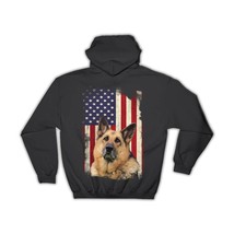 German Shepherd USA Flag : Gift Hoodie Dog Pet K-9 United Police America - £28.23 GBP