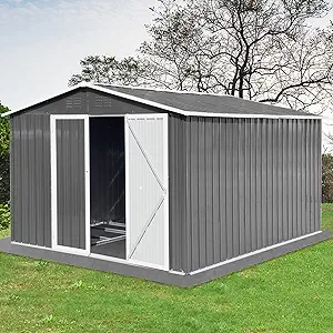 10X8 Ft Outdoor Garden Shed, Large Metal Shed With Lockable Doors, Weath... - $1,111.99