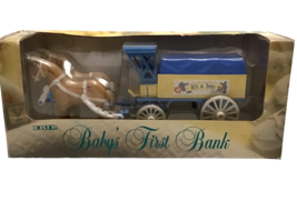 ERTL Diecast Babys First Bank It&#39;s A Boy Die Cast Horse Drawn Wagon 1994 Vintage - $26.93