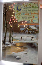 Hold To Light Postcard Christmas New Year Snow Covered Bridge Moon Leaves Home - £29.18 GBP