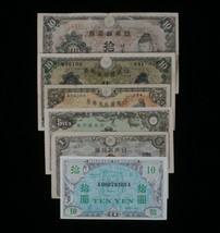 1930-1944 Japan 6-Notes Set Imperial Japanese &amp; Alliierten Militär Währung - £39.68 GBP