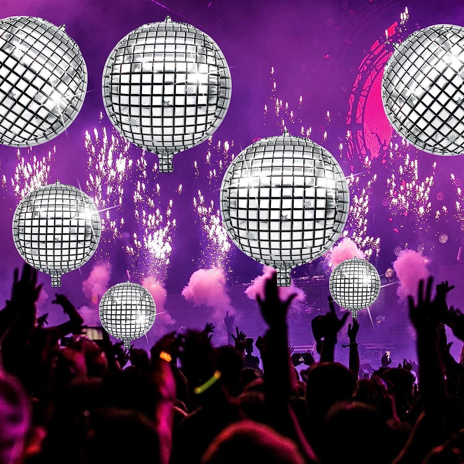 24" 4D Large Round Aluminum Foil Balloons Self-sealing Disco Fever Mirror 10Pack