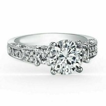 2CT Round Cut Moissanite Wedding Engagement Ring Set Solid 14K White Gold Plated - £102.51 GBP