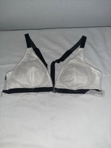 Victoria Secret Sz M Ivory Lace Blk Velvet Trim Bralette Wireless Front ... - $18.21 CAD