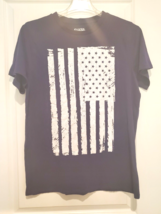 Open Trails Men&#39;s L T Shirt Navy US Flag Patriotic America Land of the Free - $18.95