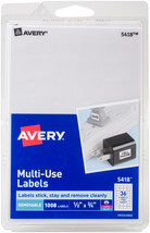 Avery White Removable Print/Write Labels .5&quot;X.75&quot; 1008/Pkg- - $13.35