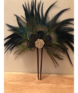 Peacock Feather 2 Prong Hair Pick,Hawaiian Hair Piece,Hawaiian Wear,Hair... - £61.33 GBP