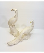 Vintage MCM Ceramic Peacock Peahen Figurines Splatter Glaze Popcorn Text... - $60.01 CAD