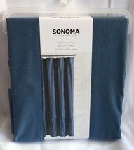 $43 Sonoma Goods for Life Ellison Ruffle Navy Blue Fabric Shower Curtain New - £14.36 GBP