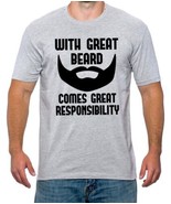 With Great Beard Comes Great Responsibility Funny Gray Mens Size XL T-Shirt - €8,57 EUR