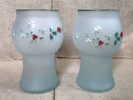Vintage Pfaltzgraff Winter Berry Frosted Glass Floating Candle Holder Set - £10.31 GBP