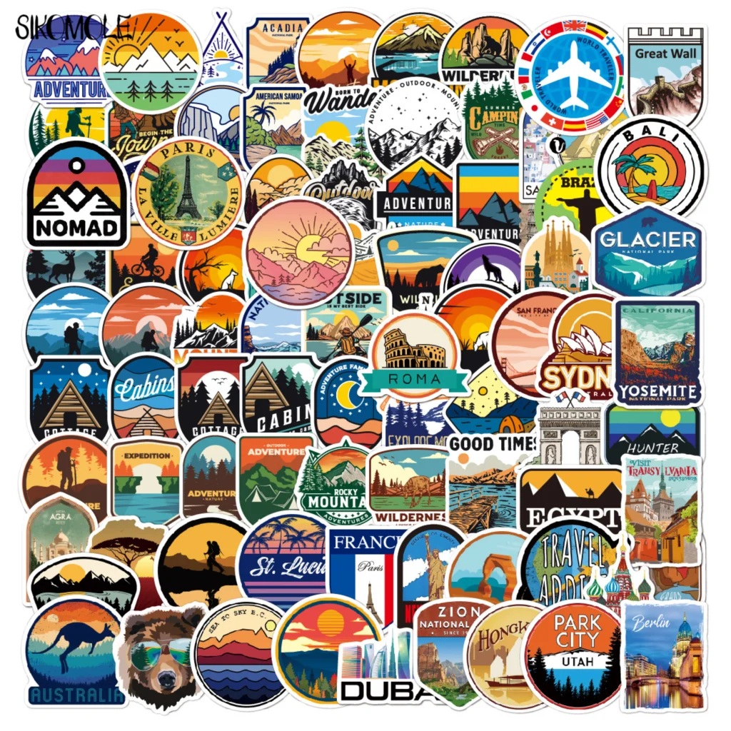 Game Fun Play Toys 10/30/50/100PCS Camping Landscape Landmark Stickers Outdoor A - £23.10 GBP