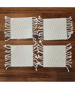 Set of 4 Fabric Cloth Drink Beverage Fringed Rug Coasters 5&quot;x 5 1/2&quot; - £14.70 GBP
