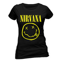 Ladies Nirvana Smiley Kurt Cobain Rock Grunge Official Tee T-Shirt Womens Girls - £26.90 GBP