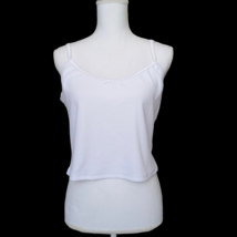 Faded Rose Sz L Juniors White Ribbed Camisole Tank Top White Stretch - $11.88