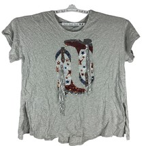 Blue b. Collection Heather Grey T-Shirt With Sequin Cowboy Boot Design Size L - $32.48