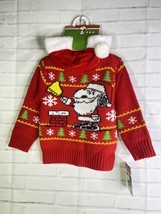 Peanuts Snoopy Holiday Christmas Sweater Red With Santa Hat Boys Girls Size 2T - £13.89 GBP