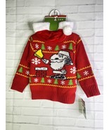 Peanuts Snoopy Holiday Christmas Sweater Red With Santa Hat Boys Girls S... - £13.65 GBP