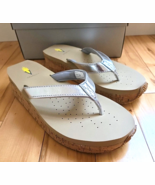Volatile Neville Thong Wedge Sandals Flip Flops Silver Cork Platform Sz ... - $642.61 MXN