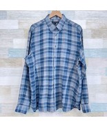 John Varvatos USA Linen Shirt Blue Plaid Button Down Lightweight Casual ... - $108.89