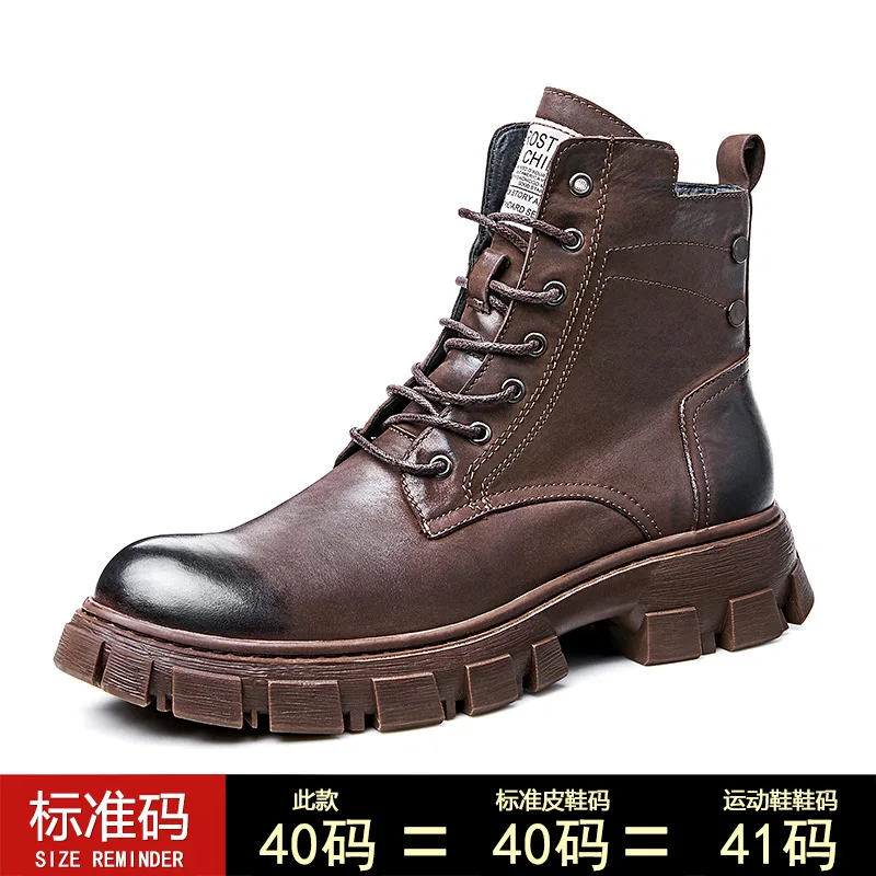 Autumn Winter Ankle Boots boy Boots Mens hide Handmade Fashion Men Boots Leather - £216.66 GBP