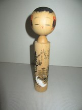 Vintage Oriental Japanese Handmade Wooden Kokeshi Doll 11&quot; - £8.93 GBP