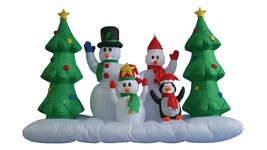 8 Foot Long Christmas Inflatable Snowman Family Penguin Trees Garden Decoration - £96.38 GBP