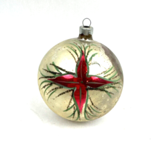 Vintage Glass Jumbo Christmas Ornament Atomic Starburst 4&quot; Red Poland La... - $19.50