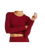 Nicki Minaj Women&#39;s Textured Stripe Crop Top Red &amp; Black Stripes SIZE XL... - £7.62 GBP