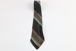 Vintage 40s 50s Macys Rayon Gabardine Striped 4 Fold Neck Tie Green Wedding USA - £38.79 GBP