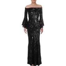 Betsy &amp; Adam Womens Off-The-Shoulder Sequined Evening Dress Size 2 Color Black - £121.98 GBP