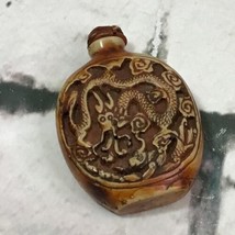 Vintage Antique Chinese Snuff Bottle Hand Carved Dragon Resin Lacquer Pe... - £39.56 GBP