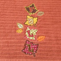 FALL Spell Out Embroidered Tea Towel Kitchen Patchwork Terry Cloth Decor Rust  - £7.89 GBP