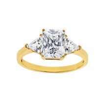 Solid Genuine 14k Gold 2ct Emerald Diamonette Cubic Zirconia Engagement ... - $5,292.86 MXN+