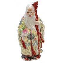 Chinese Asian Porcelain Statue Shou Xing God of Longevity Mid-Century 19... - $108.87