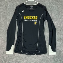 Wichita State Shockers Womens Shirt Medium Asics Black Yellow NCAA Track Run A5 - £14.64 GBP