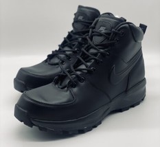 NEW Nike Manoa Leather Boots Triple Black 454350-003 Men&#39;s Size 10 - £110.78 GBP