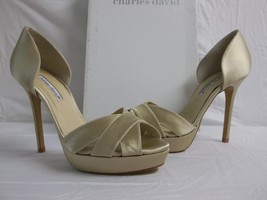 Charles David Size 9.5 M Seduce Champagne Satin Open Toe Heels New Womens Shoes  - £86.67 GBP