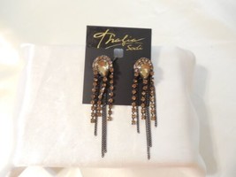 Thalia Sodi  3-1/4&quot;Black Tone Amber Dangle Drop Earrings M429 $26 - £9.08 GBP