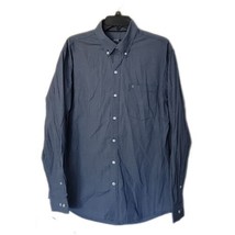 Izod Button Up Blue &amp; White Plaid Collard Shirt ~ Sz L ~ Long Sleeve - $22.49
