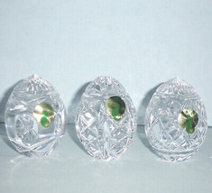 Waterford Crystal Egg Paperweight Trio Mixed Pattern 3 Piece Set #105038... - $138.90