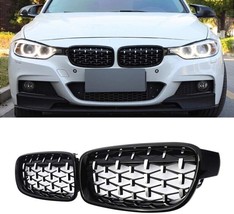 ABS Plastic Front Grills Fit For BMW 3 Series F30 Diamond Piano Black - £111.74 GBP